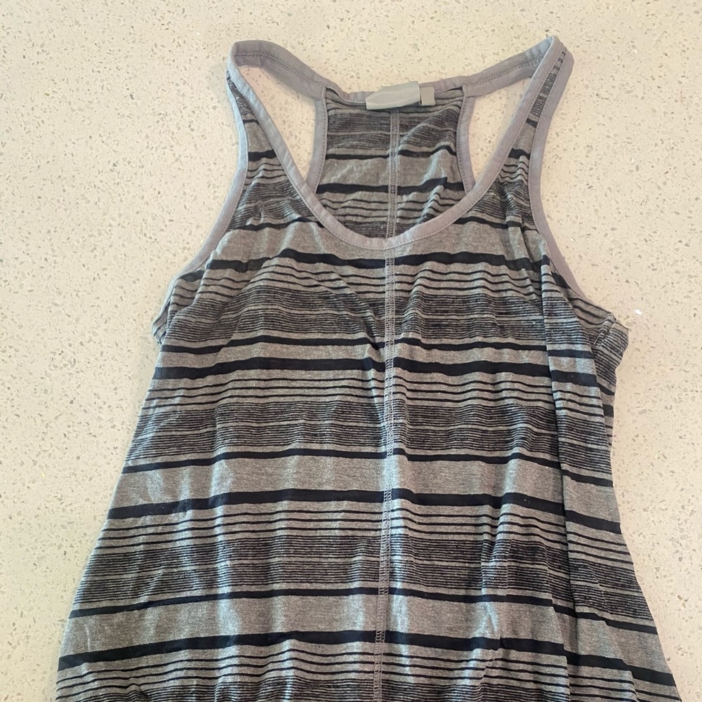 Athleta Tinker Tank Gray Racker Back Stripped